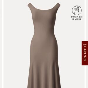 Scoop Neck Midi Low Back Bra Dress